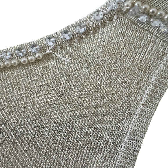 Metallic Sweater Set with Beading Carmen Marc Valvo Collection Size L - Picture 9 of 10
